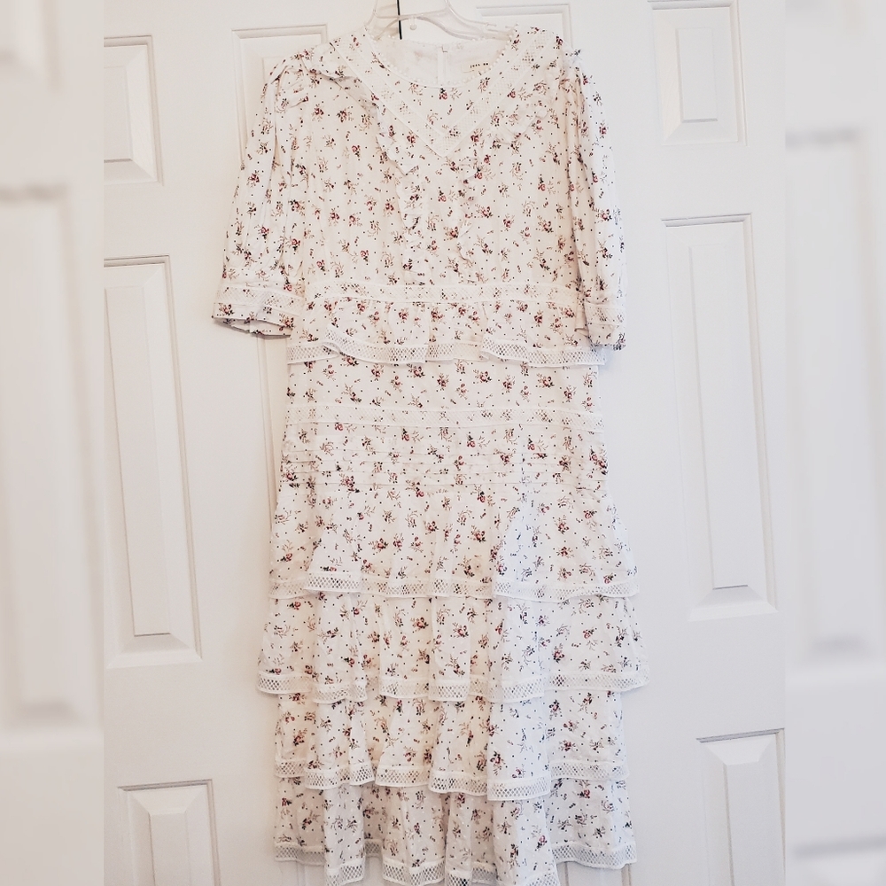 New rose print tiered dress